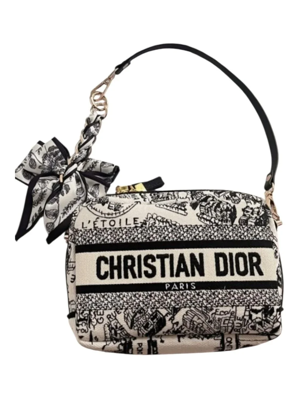 NWT Dior Beauty Caro Pouch Toile de Jouy Black White Converted Cosmetic Bag - Picture 9 of 11